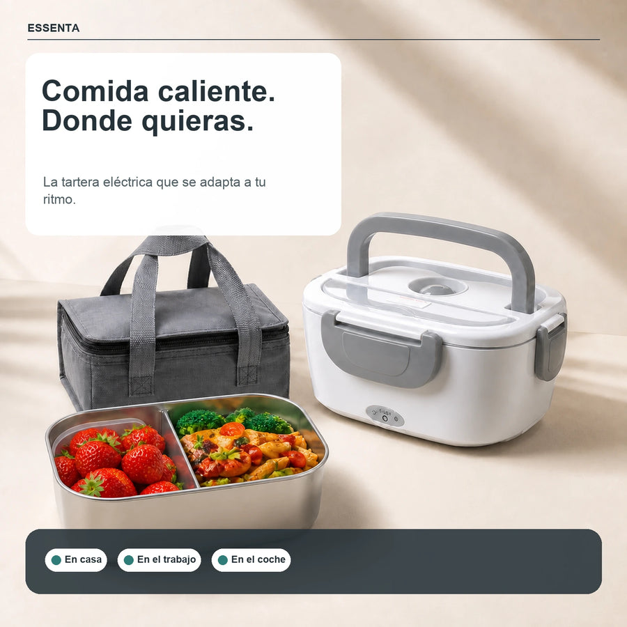 Tartera Eléctrica 2 en 1 con Recipiente de Acero + Bolsa Térmica de Regalo