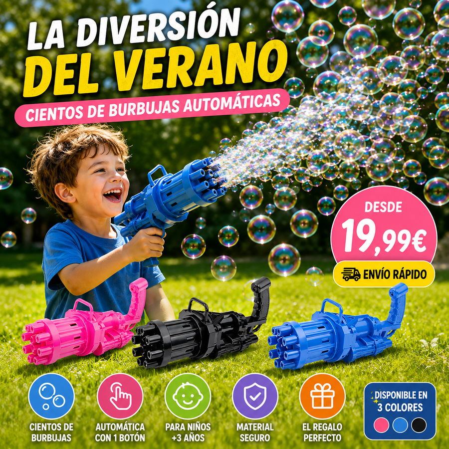 BubbleBlast™ | Pistola Automática de Burbujas Mágicas