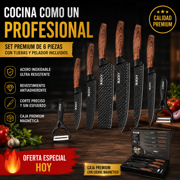 ChefPro™ | Set Profesional de Cuchillos de Cocina 6 Piezas