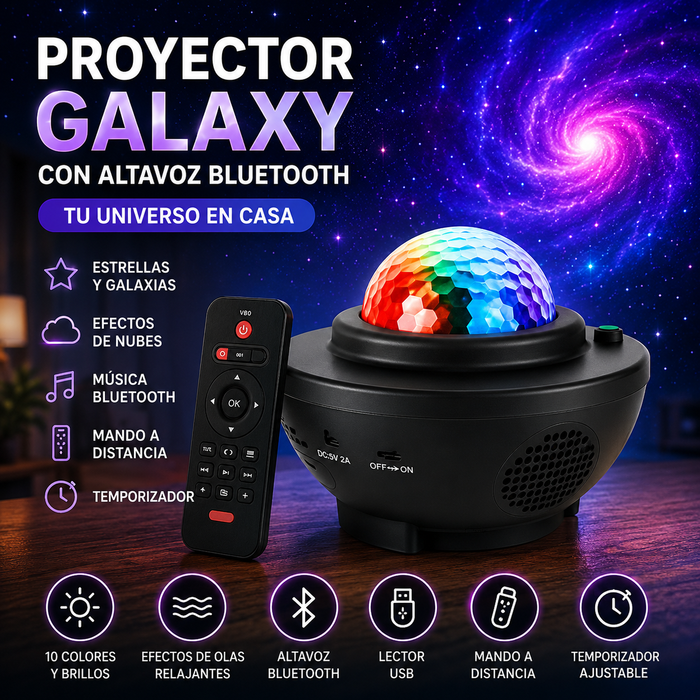 StarWave™ Proyector Galaxy con Altavoz Bluetooth