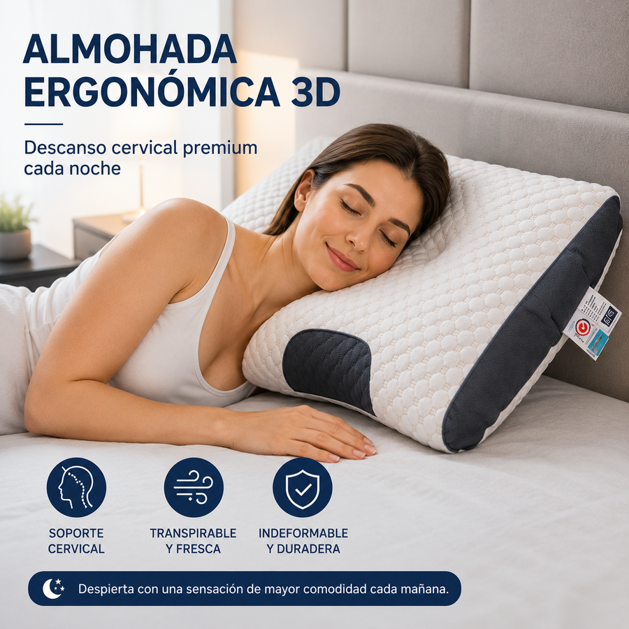 CerviRest™ | Almohada Ergonómica 3D de Soporte Cervical