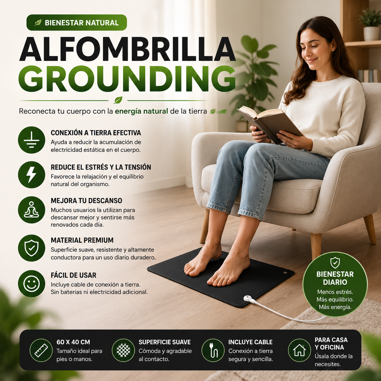 GroundRelax™ — Alfombrilla Grounding Premium