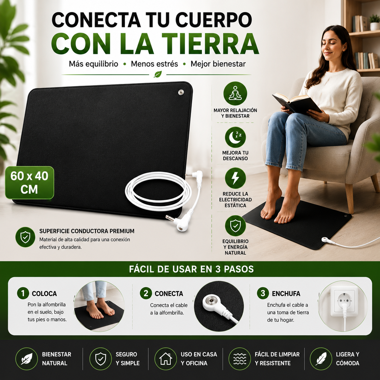GroundRelax™ — Alfombrilla Grounding Premium