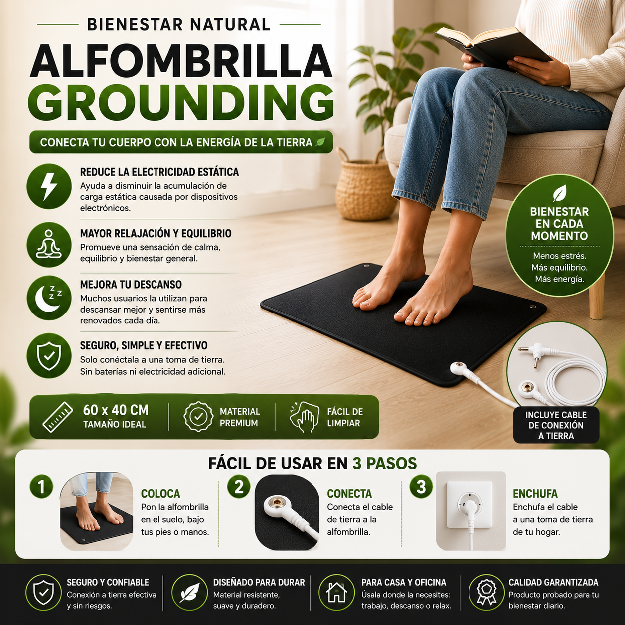 GroundRelax™ — Alfombrilla Grounding Premium